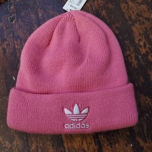 Adidas Originals Trefoil Beanie in Bliss Pink/White msrp $22